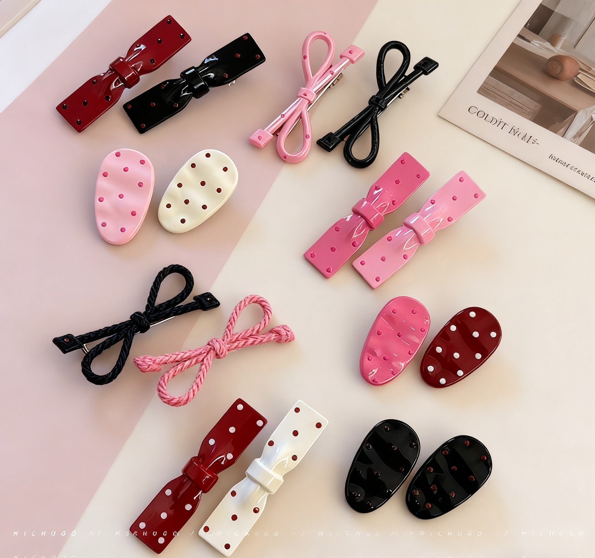 Polka Dot&Bow Hair Clips